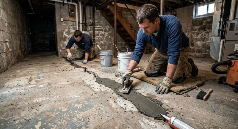 Cracked Basement Floor Repair in Gloucester County, NJ